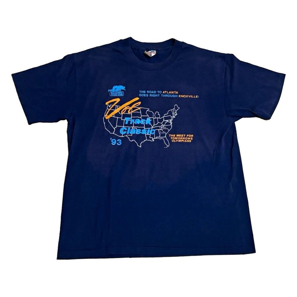 Vintage 1993 Vol Track Classic Shirt L Knoxville Tennessee Hanes Single Stitch